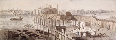 Konstruktion af Blackfriars Bridge, c1762 af Francis Grose