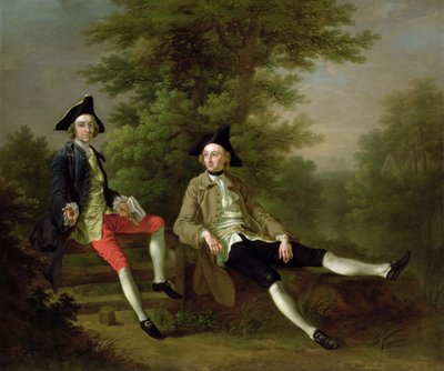 Portræt af David Garrick (1717-79) (venstre) og William Windham af Felbrigg (1717-61) (højre) ca. 1745 af Francis Hayman