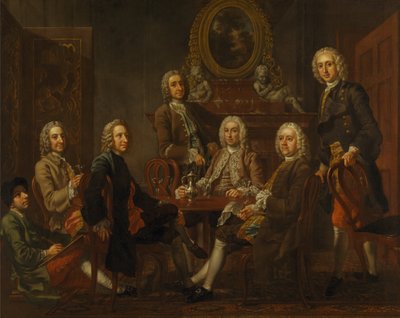 Portræt af en gruppe herrer med kunstneren af Francis Hayman