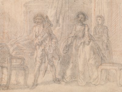 Scene fra et teaterstykke, muligvis Benjamin Hoadleys "The Suspicious Husband" af Francis Hayman