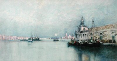 Måneopgang på Canal Grande (akvarel på papir) af Francis Hopkinson Smith