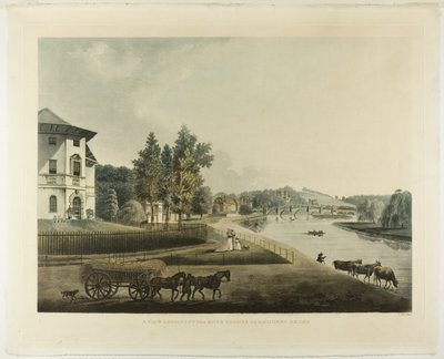 Udsigt op ad Themsen til Richmond Bridge af Francis Jukes
