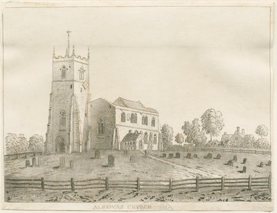 Alrewas Kirke: akvatintegravering, nd [?1848] af Francis Jukes