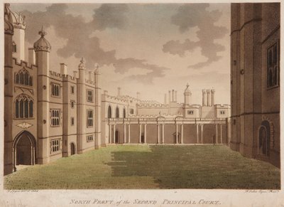 North Front of the Second Principal Court (håndfarvet radering og akvatint) af Francis Jukes