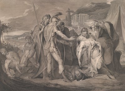 Kong Lear græder over Cordelia Shakespeares krop, King Lear, 5. akt, scene..., 1. august 1792. af Francis Legat
