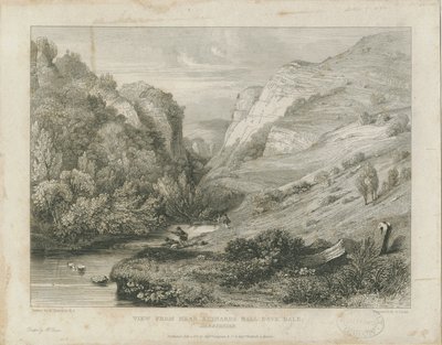 Dovedale - landskab: gravering, nd [c 1823] (tryk) af Francis Legatt Chantrey