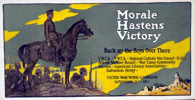 Moralen fremskynder Victory - Back up the Boys over there United War Work Campaign, 11. - 18. november, pub. 1918 af Francis Luis Mora