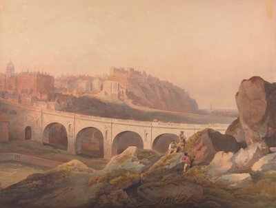 Udsigt over Edinburgh fra Calton Hill af Francis Nicholson