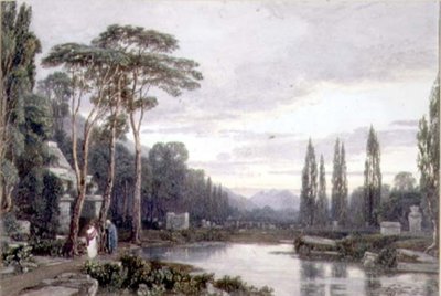 Aften: en kirkegård (wc) af Francis Oliver Finch