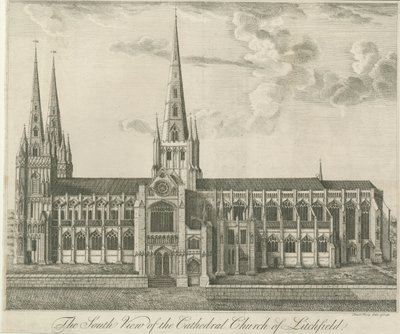 Lichfield Cathedral - South View: radering, og [1800-tallet] (tryk) af Francis Perry