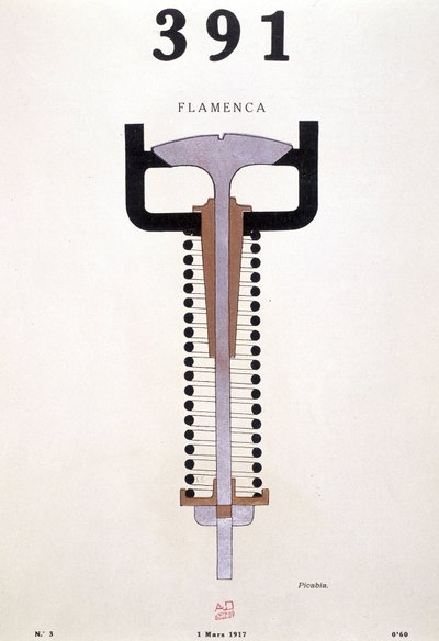 Forside til "391" af Picabia (1879-1953), nr. 3 af 01/03/1917 (litografi) af Francis Picabia