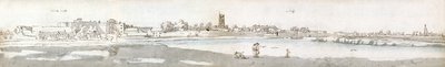 Cardiff i 1678 (akvarel  brunt blæk på papir) af Francis Place