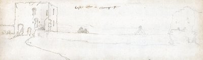 Cardiff i 1678 (akvarel  brunt blæk på papir) af Francis Place