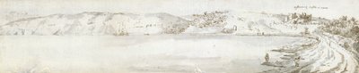 Oystermouth Castle, ca. 1678 (akvarel og brunt blæk på papir) af Francis Place