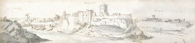 Pembroke Castle, ca. 1678 (akvarel og brunt blæk på papir) af Francis Place