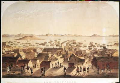 A General View of San Francisco, udgivet af M und N Hanhart, c.1850-52 af Francis Samuel Marryat