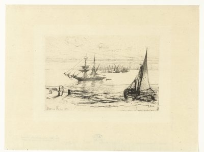 Et skib for anker En brig for anker af Francis Seymour Haden (Sir) (signed by artist)