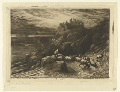 Harlech Castle i Wales Harlech (titel på objekt) af Francis Seymour Haden (Sir) (signed by artist)