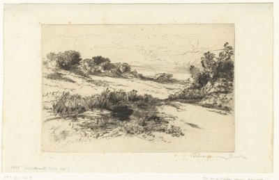 Bakket landskab ved Swanage Windmill Hill af Francis Seymour Haden (Sir) (signed by artist)