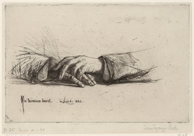 Rustende hånden foldede hænder ætsningsstudier (serietitel) af Francis Seymour Haden (Sir)
