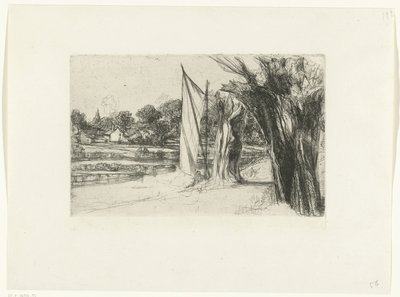 Thames Ditton Thames Ditton - med et sejl af Francis Seymour Haden (Sir)