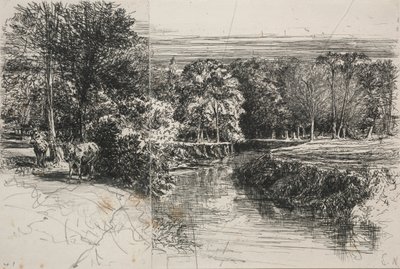 Dundrum-floden og de to æsler, 1863. af Francis Seymour Haden