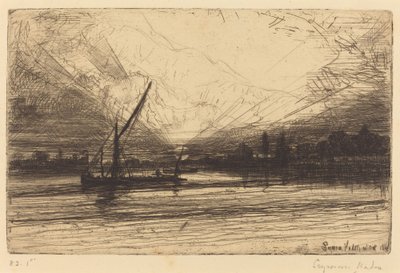 Solnedgang på Themsen af Francis Seymour Haden