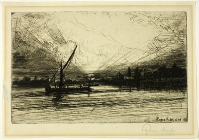 Solnedgang på Themsen af Francis Seymour Haden