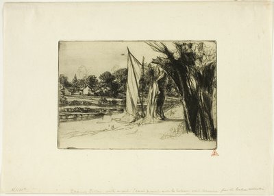 Thames Ditton-med et sejl af Francis Seymour Haden