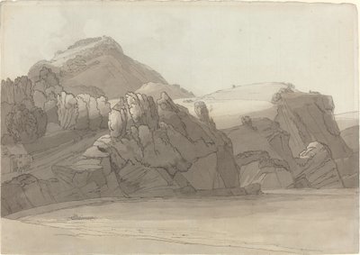 En klippekyst ved Coombmartin, Devon (Combe Martin Bay) af Francis Towne