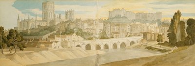 Durham Cathedral and Castle from the River Wear, 1811 af Francis Towne
