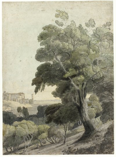 Tivoli, viser Rom i det fjerne af Francis Towne