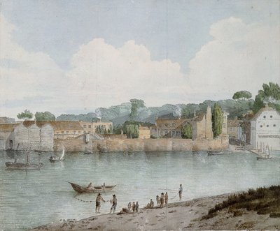 Vauxhall Stairs, fra Millbank, 1797 af Francis Towne