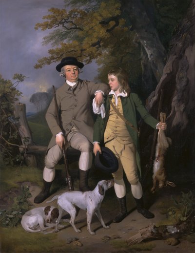 Portræt af en sportsmand med sin søn, 1779. af Francis Wheatley