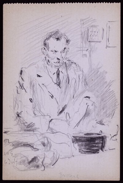 Portræt af Gilbert? Bayes, ca. 1928 (blyant på papir) af Francis Wilfred Lawson