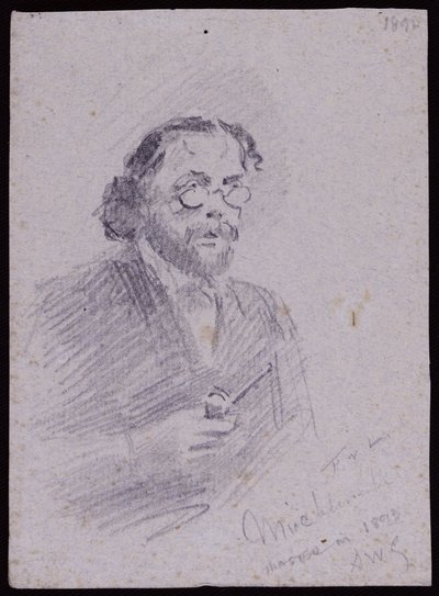 Portræt af JT Micklethwaite, ca. 1893 (blyant på papir) af Francis Wilfred Lawson
