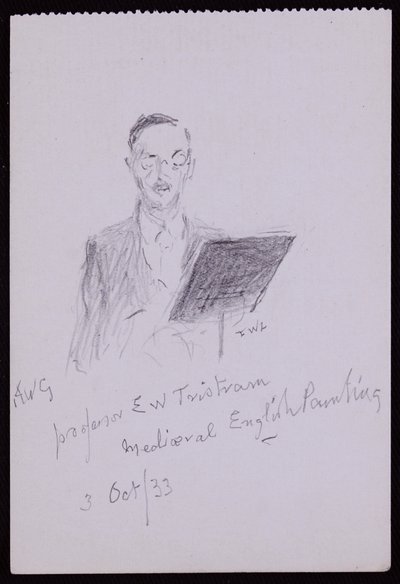 Portræt af professor EW Tristram af Francis Wilfred Lawson