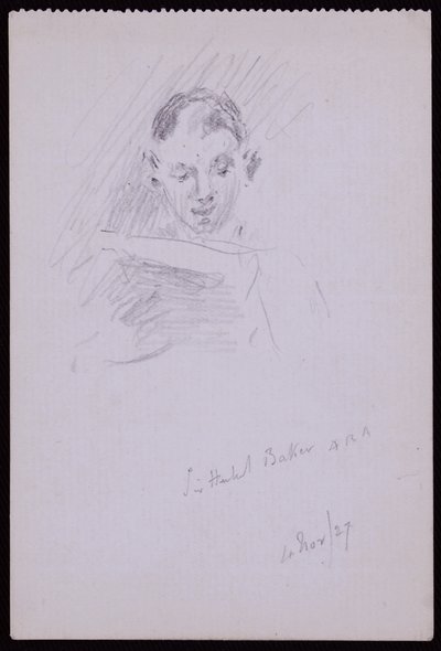 Portræt af Sir Herbert ARA Baker af Francis Wilfred Lawson