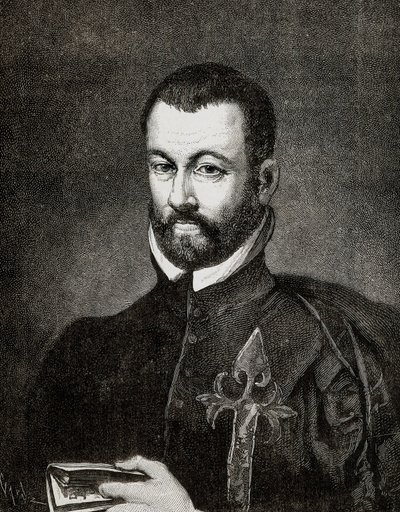 Portræt af Benito ARIAS MONTANO (1527-1598), spansk humanist og teolog, baseret på et maleri af Francisco Pacheco af Francisco (after) Pacheco