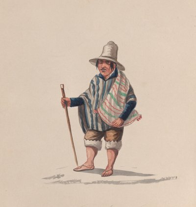 En peruviansk mand, fra en gruppe tegninger, der forestiller peruviansk kostume, ca. 1848. af Francisco