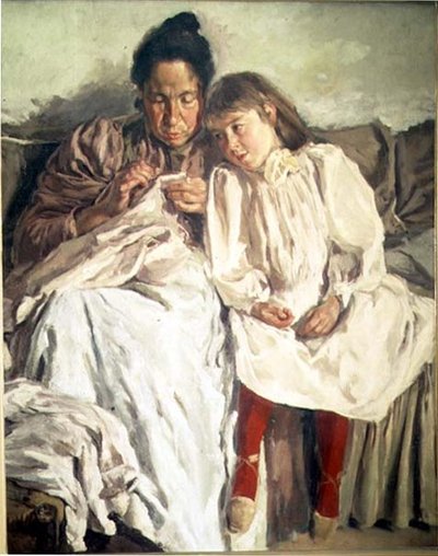 En mor og hendes datter af Francisco Gimeno y Arasa