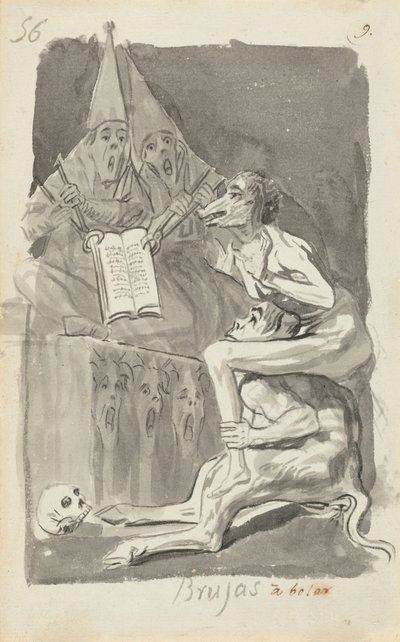 Brujas à volar (Hekse forbereder sig på at flyve) [vers] af Francisco de Goya