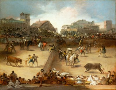 Tyrekamp i en delt ring. af Francisco de Goya