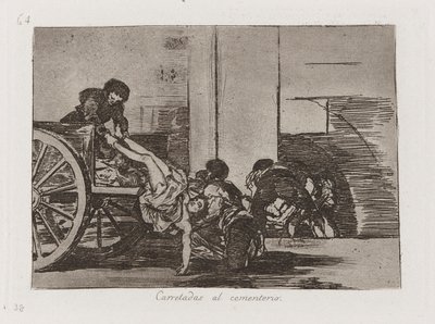 Vognladninger til kirkegården, plade 64 fra The Disasters of War af Francisco de Goya