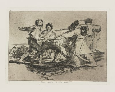 Med grund? uden hende. (Ret eller Uret.), Pl. 2 fra serien The Disasters of War af Francisco de Goya