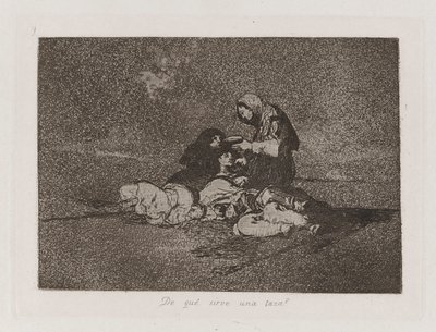 Af hvad? serverer en kop? (Hvad er brugen af ​​en kop?), Plade 59 fra The Disasters of War af Francisco de Goya