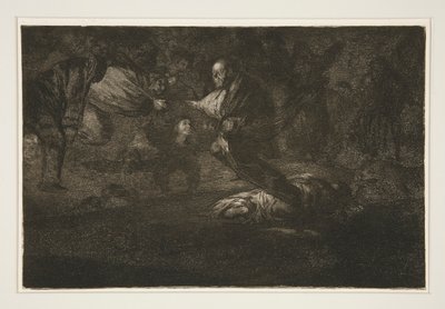 Gud opdrager dem, og de slutter sig sammen (Gud skaber dem og de slutter sig sammen), pl. 18 fra serien Ordsprogene af Francisco de Goya