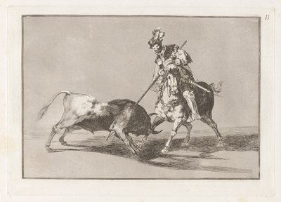 El Cid Campeador, der spyder en anden tyr (The Cid Campeador, der spyder en anden tyr), plade 11 fra La tauromaquia af Francisco de Goya