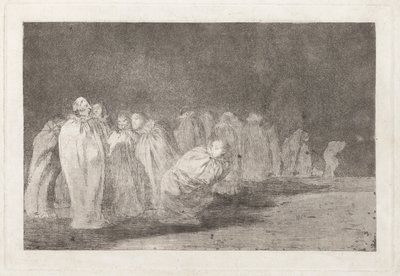 Los ensacados (Mændene i sække), også kendt som So el sayal, hay al (Der er noget under sækken), fra serien Los disparates (Los proverbios) af Francisco de Goya