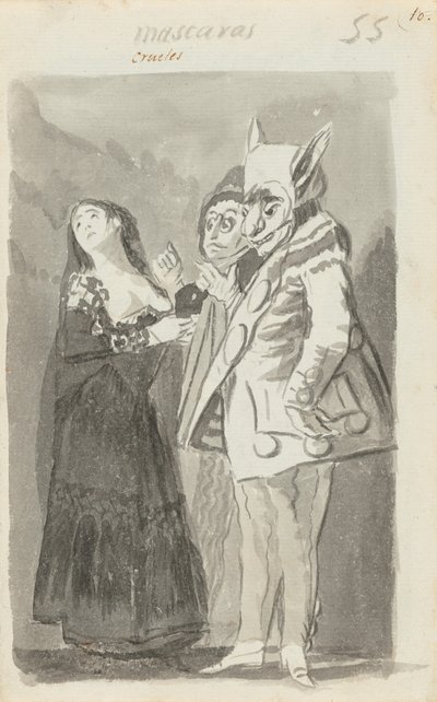 Mascaras crueles (Cruel Masks) [recto] af Francisco de Goya
